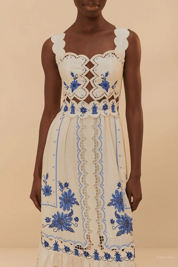 Off-White Richelieu Sunflower Midi Dress - Image 3
