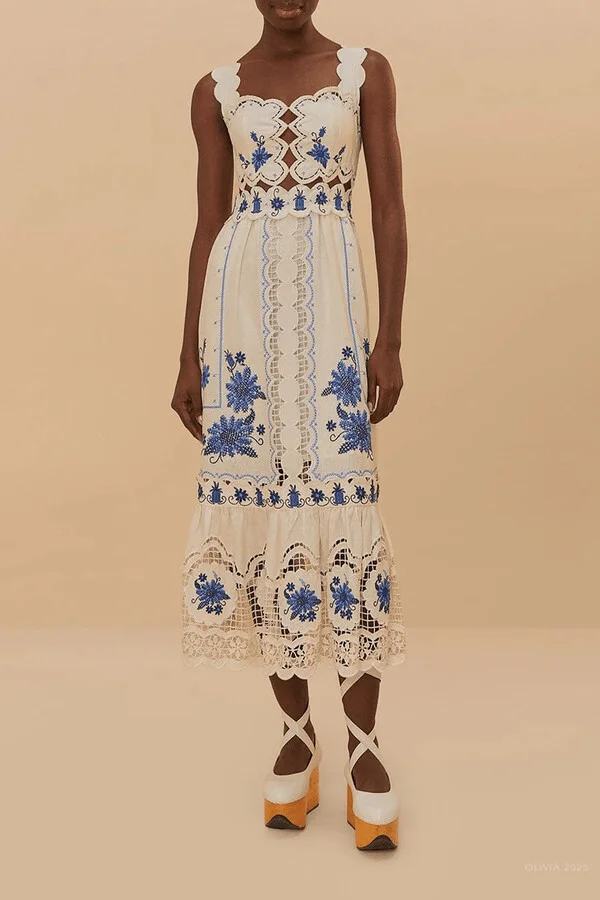 Off-White Richelieu Sunflower Midi Dress