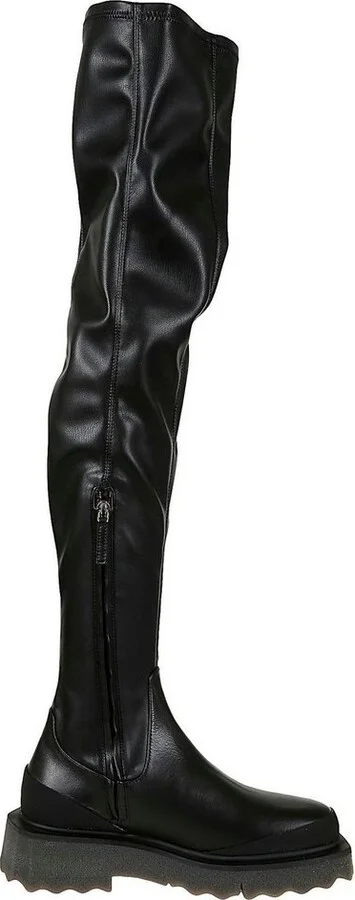 Off-White Round Toe Knee-Length Boots