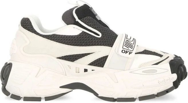 Off-White Round Toe Lace-Up Sneakers