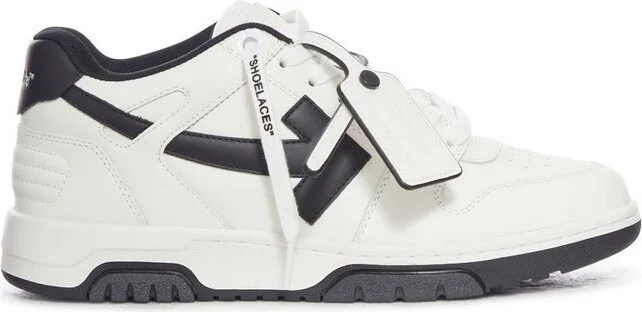 Off-White Round Toe Lace-Up Sneakers