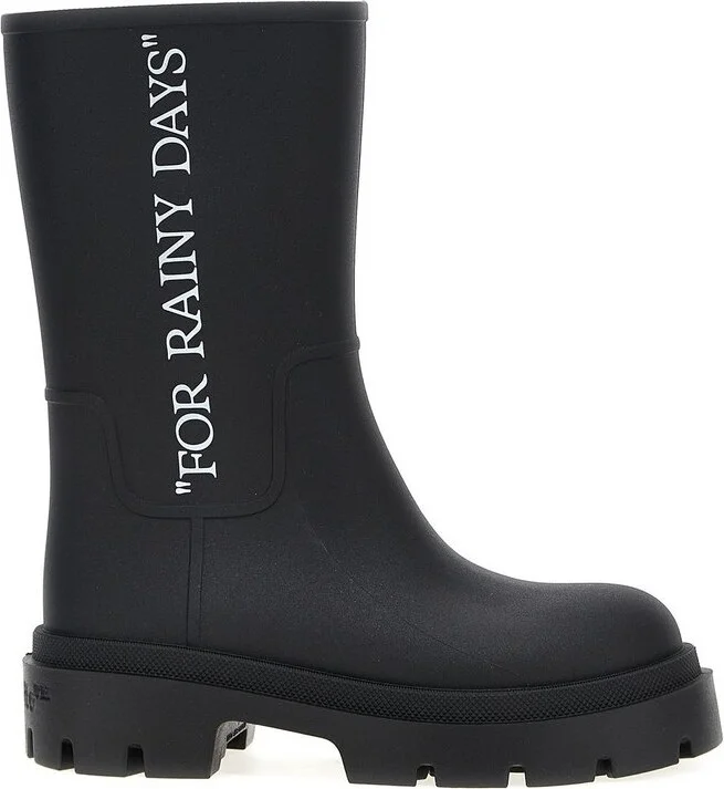 Off-White Slogan Printed Round Toe Boots