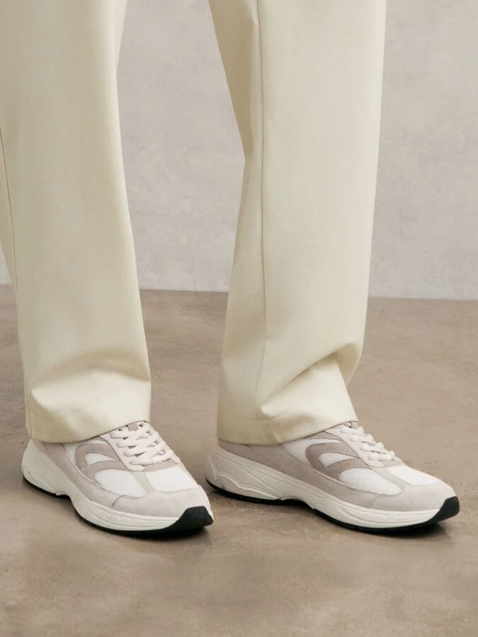 Off White/stone Panelled Running Trainers - Image 3