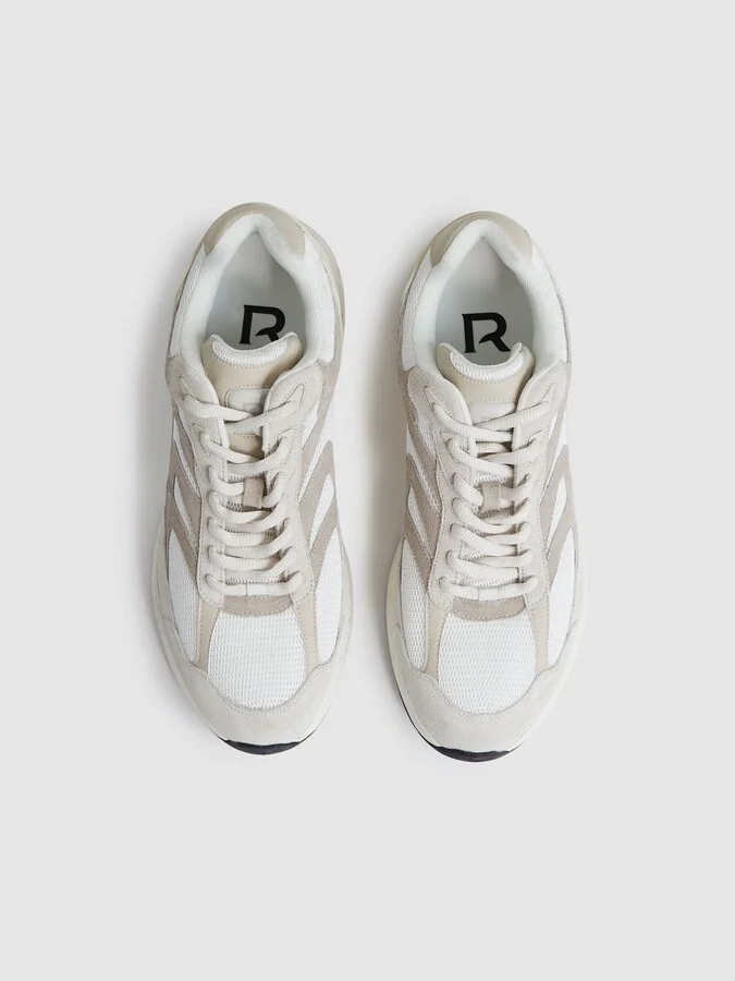 Off White/stone Panelled Running Trainers - Image 4