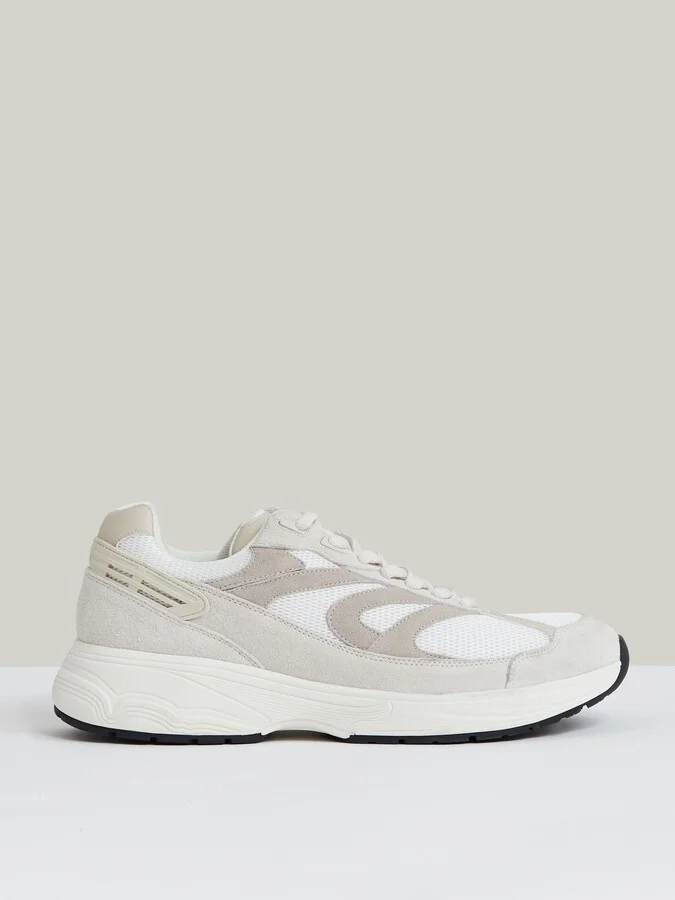 Off White/stone Panelled Running Trainers
