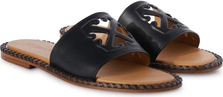 Off-White Twist Arrow-Embossed Leather Slides - Image 3