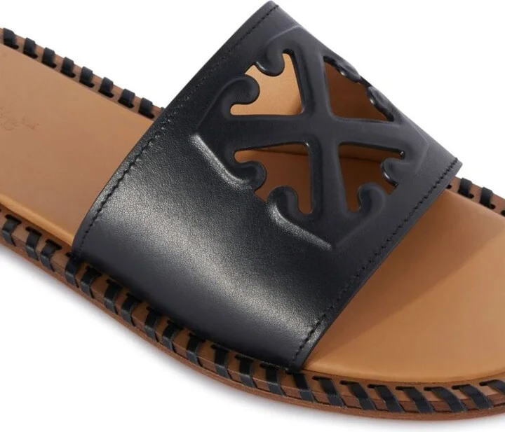 Off-White Twist Arrow-Embossed Leather Slides - Image 6