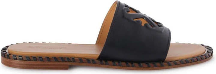 Off-White Twist Arrow-Embossed Leather Slides