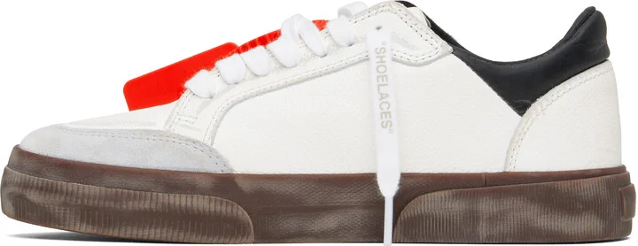 Off-White White & Black New Low Vulcanized Leather Sneakers - Image 3