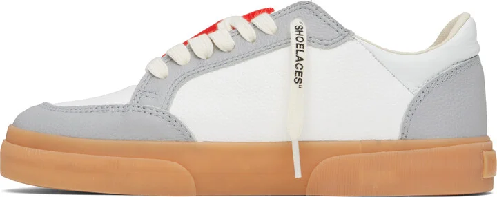 Off-White White & Gray New Low Vulcanized Leather Sneakers - Image 3