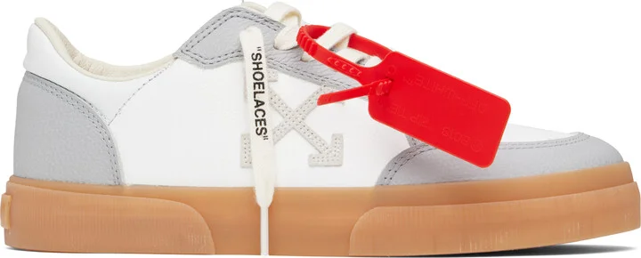 Off-White White & Gray New Low Vulcanized Leather Sneakers