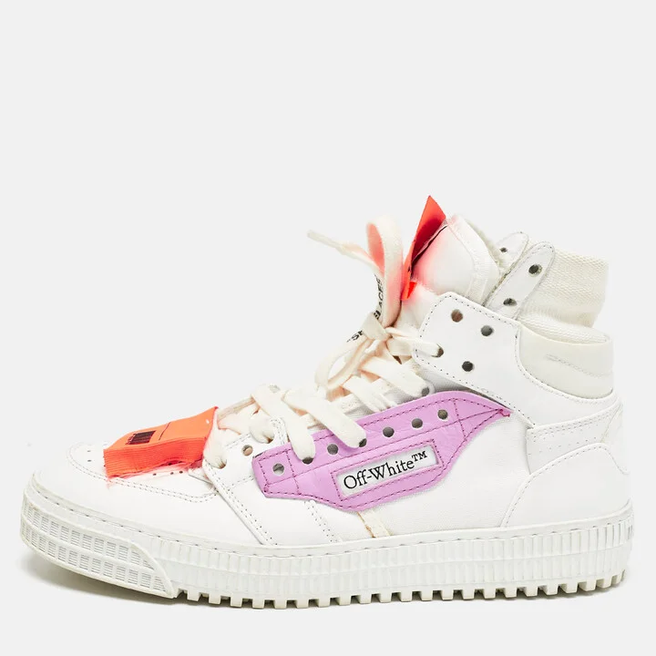 Off-White White Leather and Canvas 3.0 Off Court Sneakers Size 38