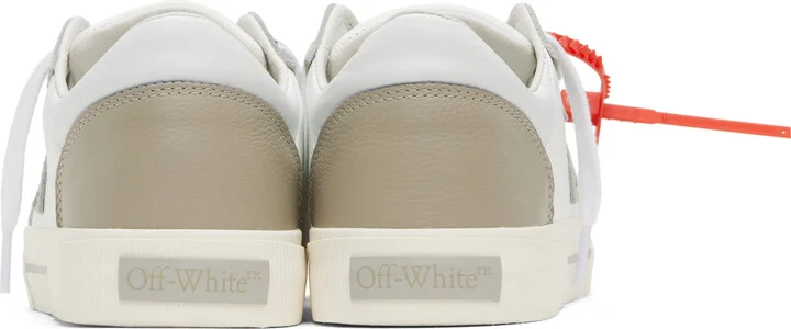 Off-White White & Taupe Vulcanized Leather Sneakers - Image 2