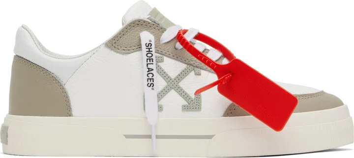 Off-White White & Taupe Vulcanized Leather Sneakers
