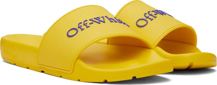 Off-White Yellow Bookish Pool Slides - Image 4