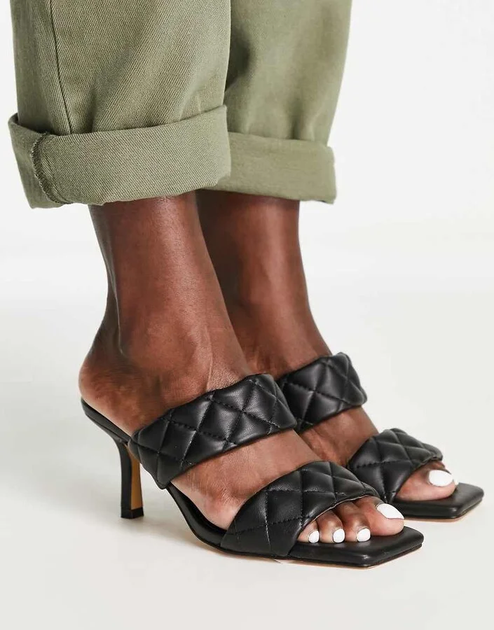Office Madina stilletto mule heeled sandals in black - Image 2