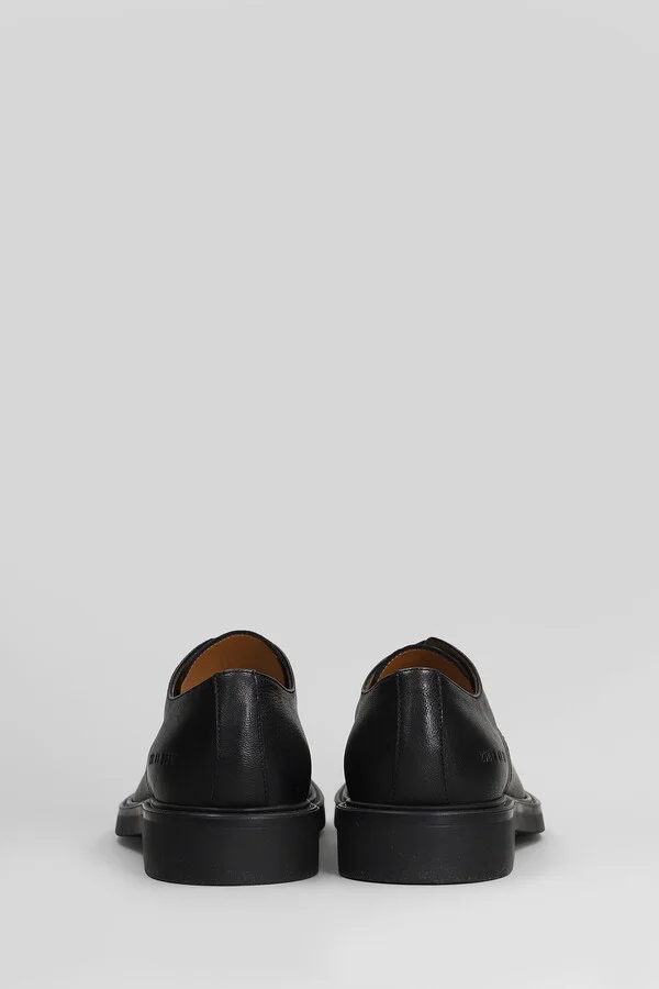 Officers Derby Lace Up Shoes In Black Leather - Image 4