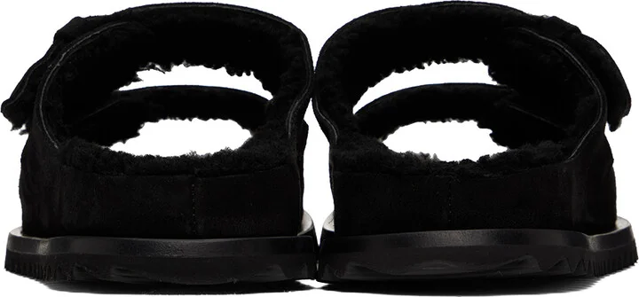 Officine Creative Black Shearling Introspectus 003 Sandals - Image 2