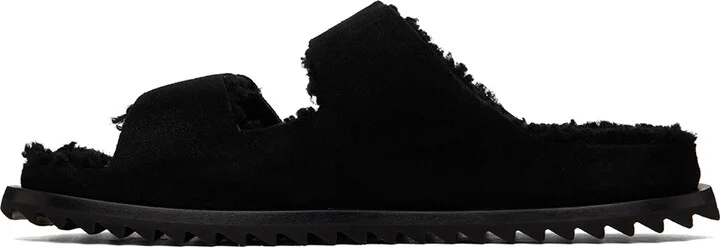 Officine Creative Black Shearling Introspectus 003 Sandals - Image 3