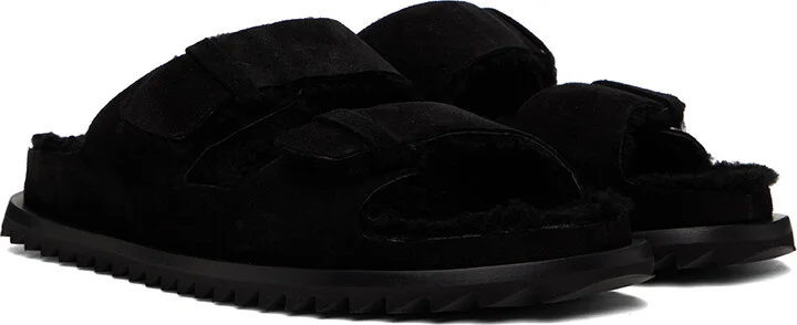 Officine Creative Black Shearling Introspectus 003 Sandals - Image 4
