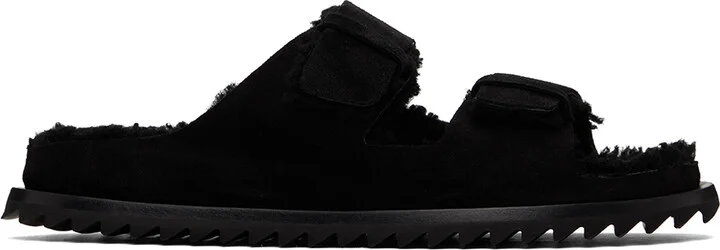 Officine Creative Black Shearling Introspectus 003 Sandals
