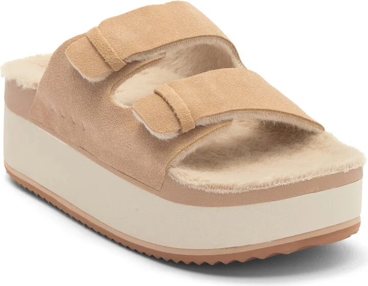 Ojai Ciara Faux Shearling Lined Platform Slide Sandal