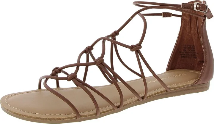 OKENNA Womens Laceless Faux Leather Strappy Sandals