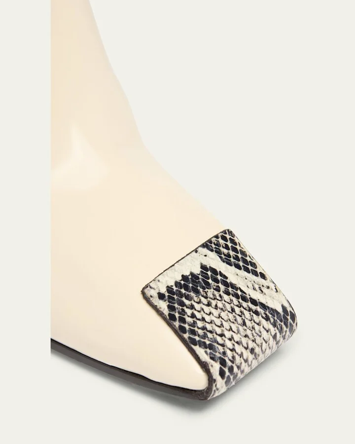 Okinawa Mixed Leather Square-Toe Mules - Image 7