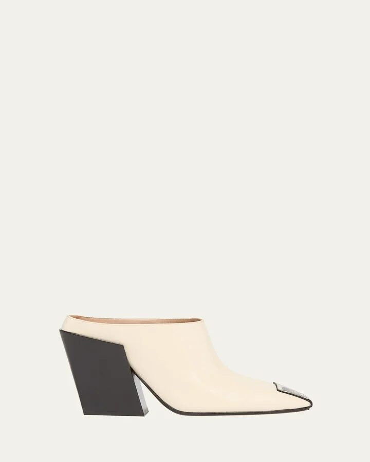 Okinawa Mixed Leather Square-Toe Mules