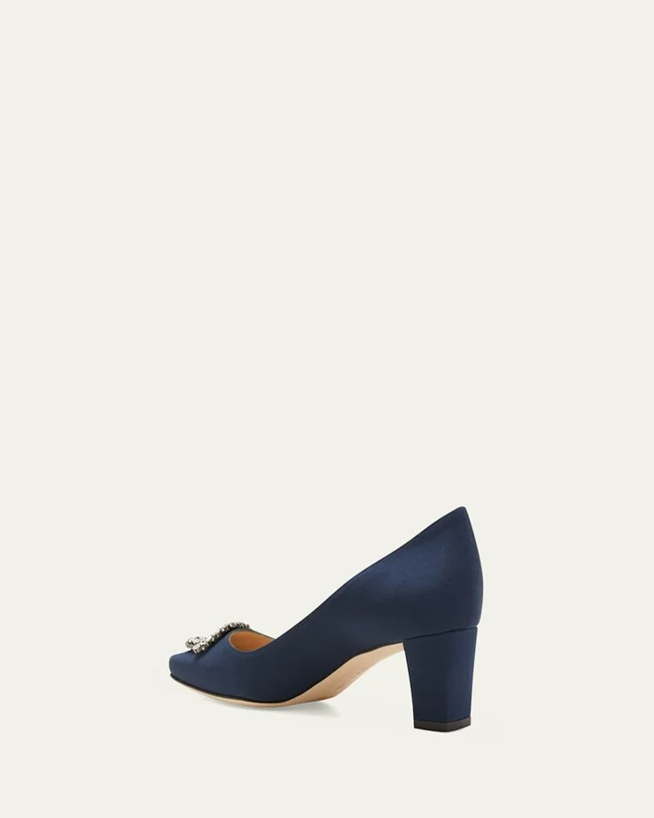 Okkatto Crystal Silk Block-Heel Pumps - Image 2