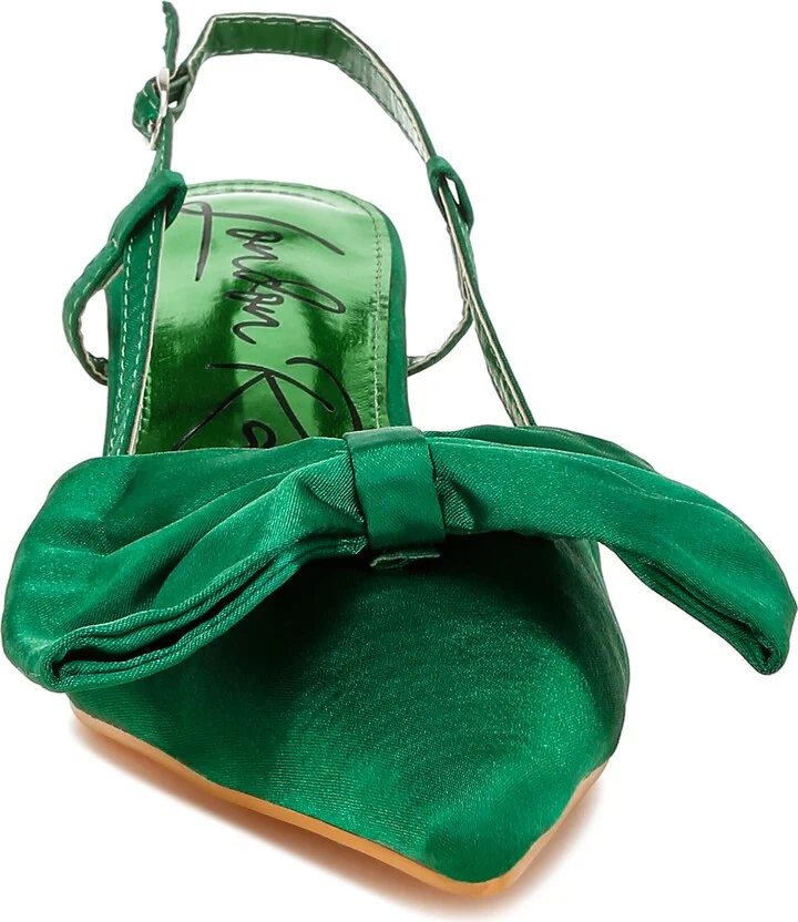 Okshak Bow Pointed Toe Slingback Satin Pump - Image 3