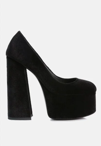Old Novelty Platform Heel Velvet Pumps Women - Image 2