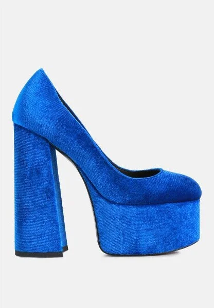 Old Novelty Platform Heel Velvet Pumps Women - Image 3