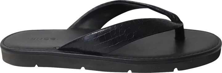 Olexa Flip Flop Sandals in Black Leather