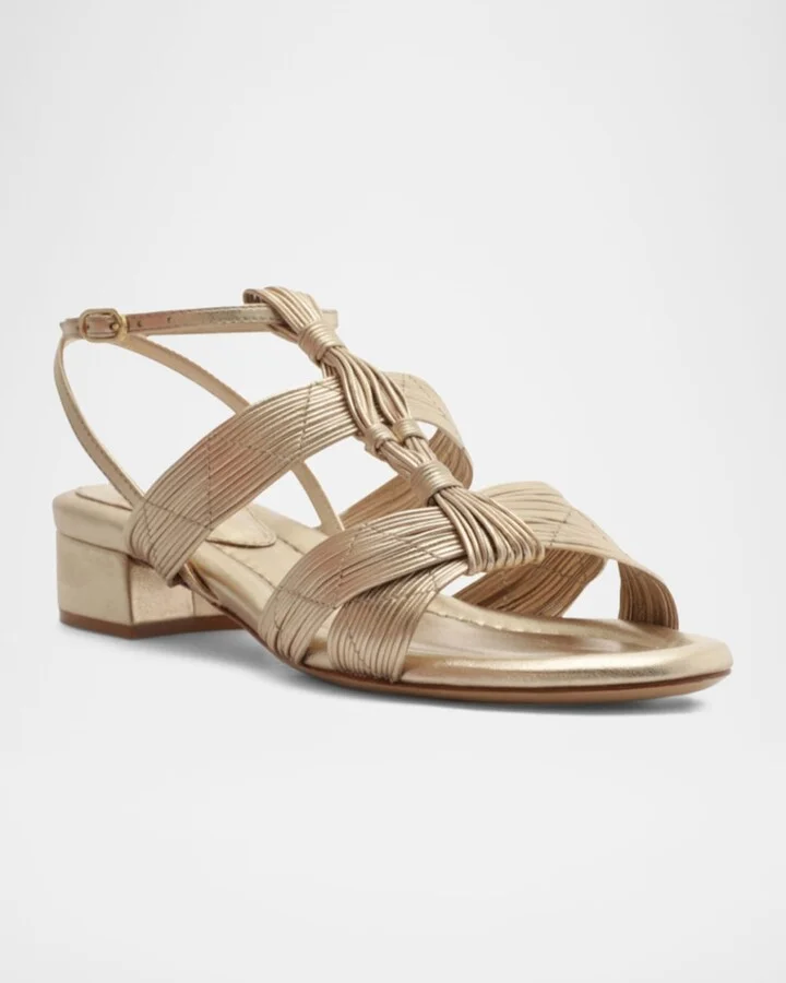 Olga Metallic Leather Block-Heel Strappy Sandals - Image 4