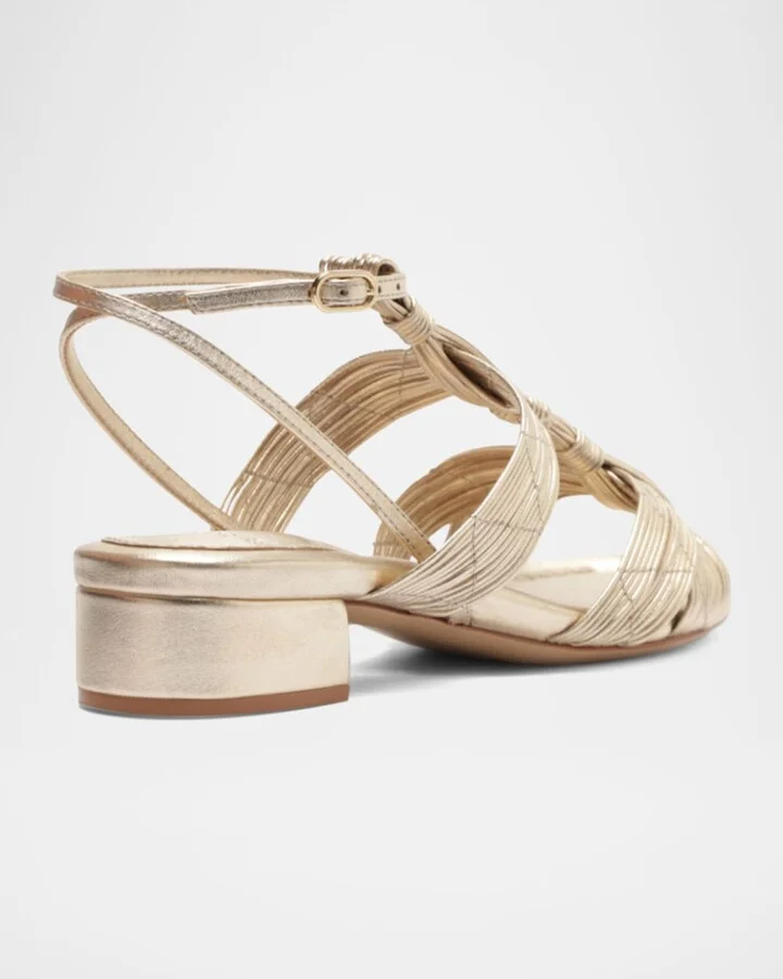 Olga Metallic Leather Block-Heel Strappy Sandals - Image 7