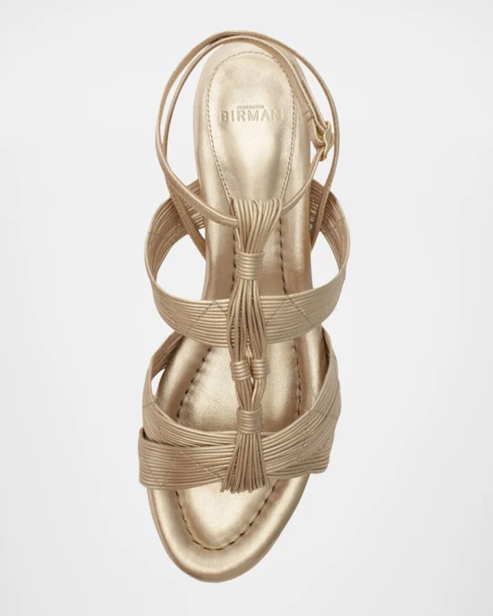Olga Metallic Leather Block-Heel Strappy Sandals - Image 9