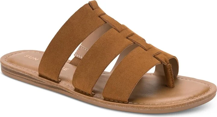 Oliaa Womens Faux Suede Toe-Post Slide Sandals