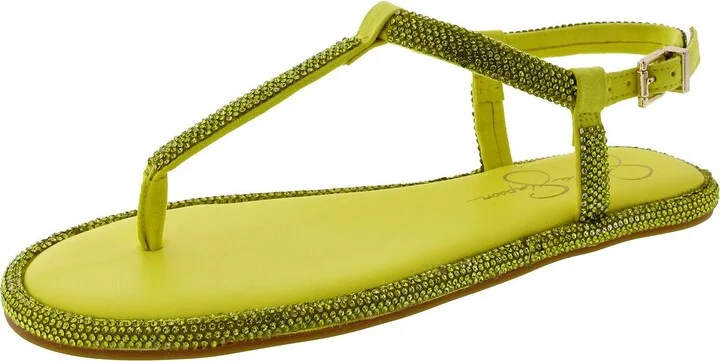 Oliara Womens Shimmer Man Made T-Strap Sandals