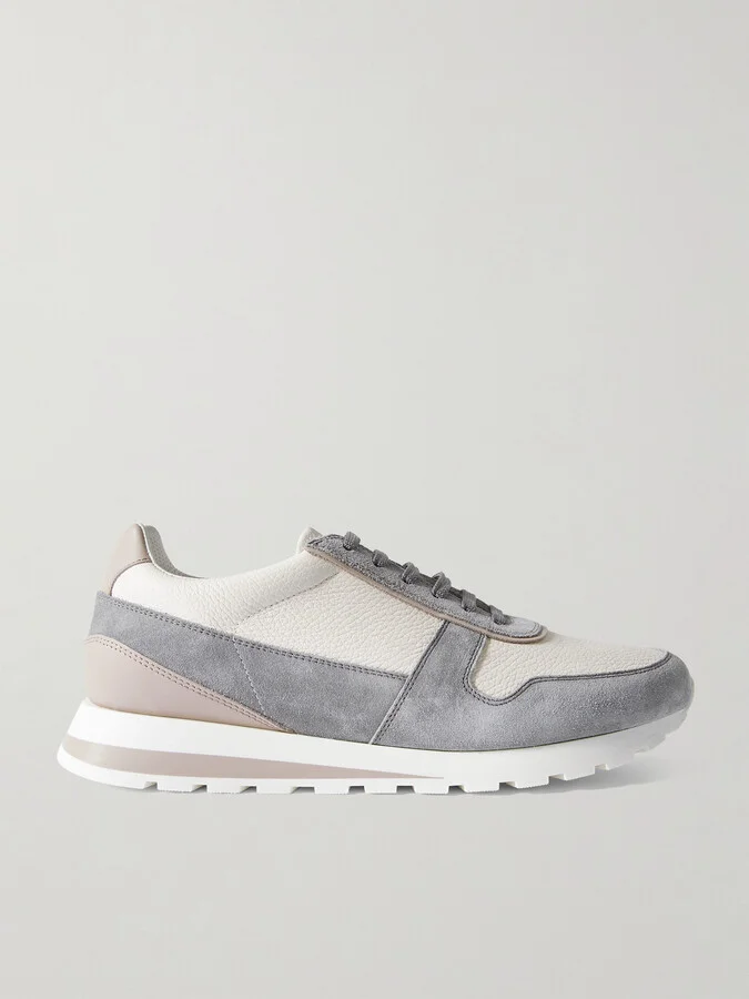 Olimpo Textured-Leather and Suede Sneakers