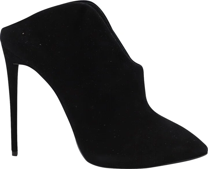 Olinda Pointed Toe Mules in Black Suede