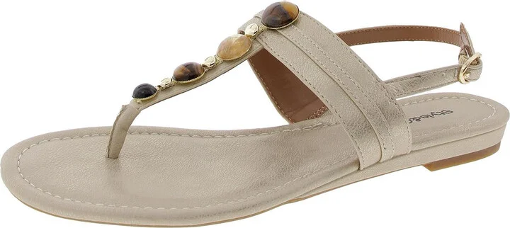 OLIVAHP Womens Beaded Man Made Ankle Strap