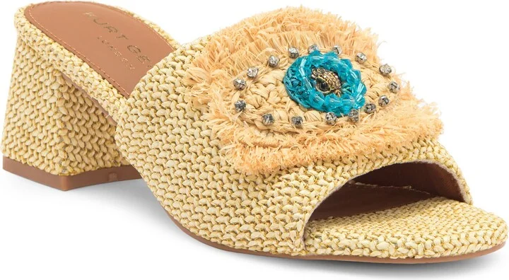 Olive Block Heel Slide Sandal