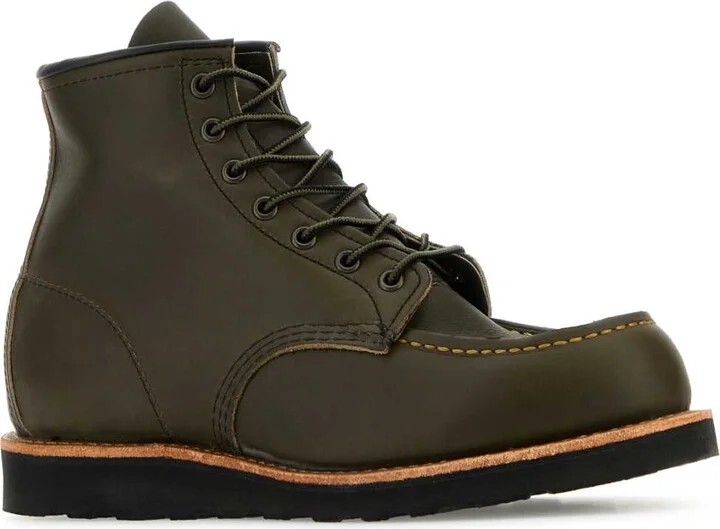 Olive Green Leather Ankle Boots - Image 2