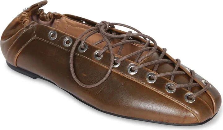 Olive Green Leather Ballerinas - Image 2