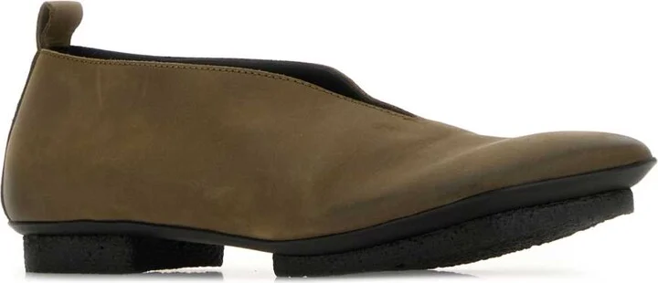 Olive Green Leather Stone Ballerinas - Image 2