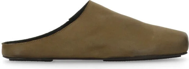 Olive Green Smooth Leather Sabots