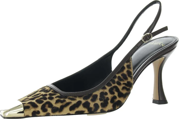 Olivia 85 Womens Animal Print Calf Hair Slingback Heels
