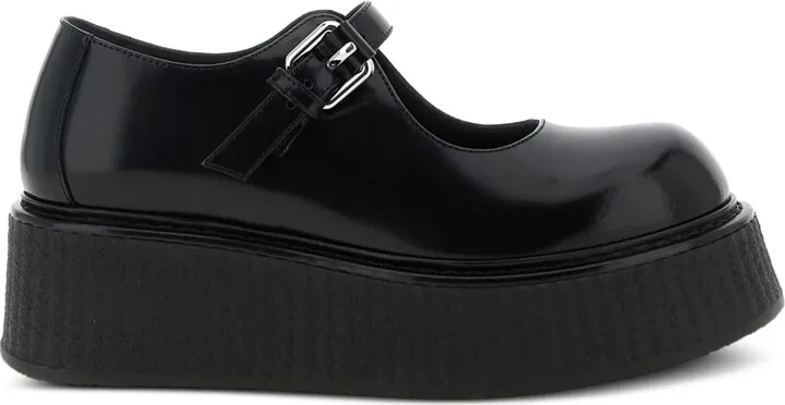 Olivia buckle-strap platform ballet flats