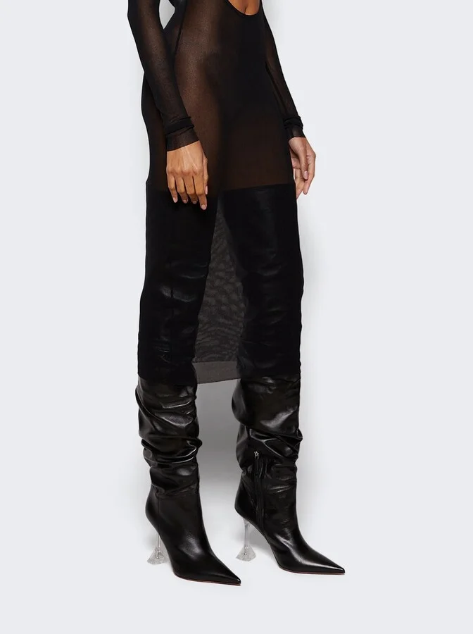 Olivia Glass Thigh High Boot Black